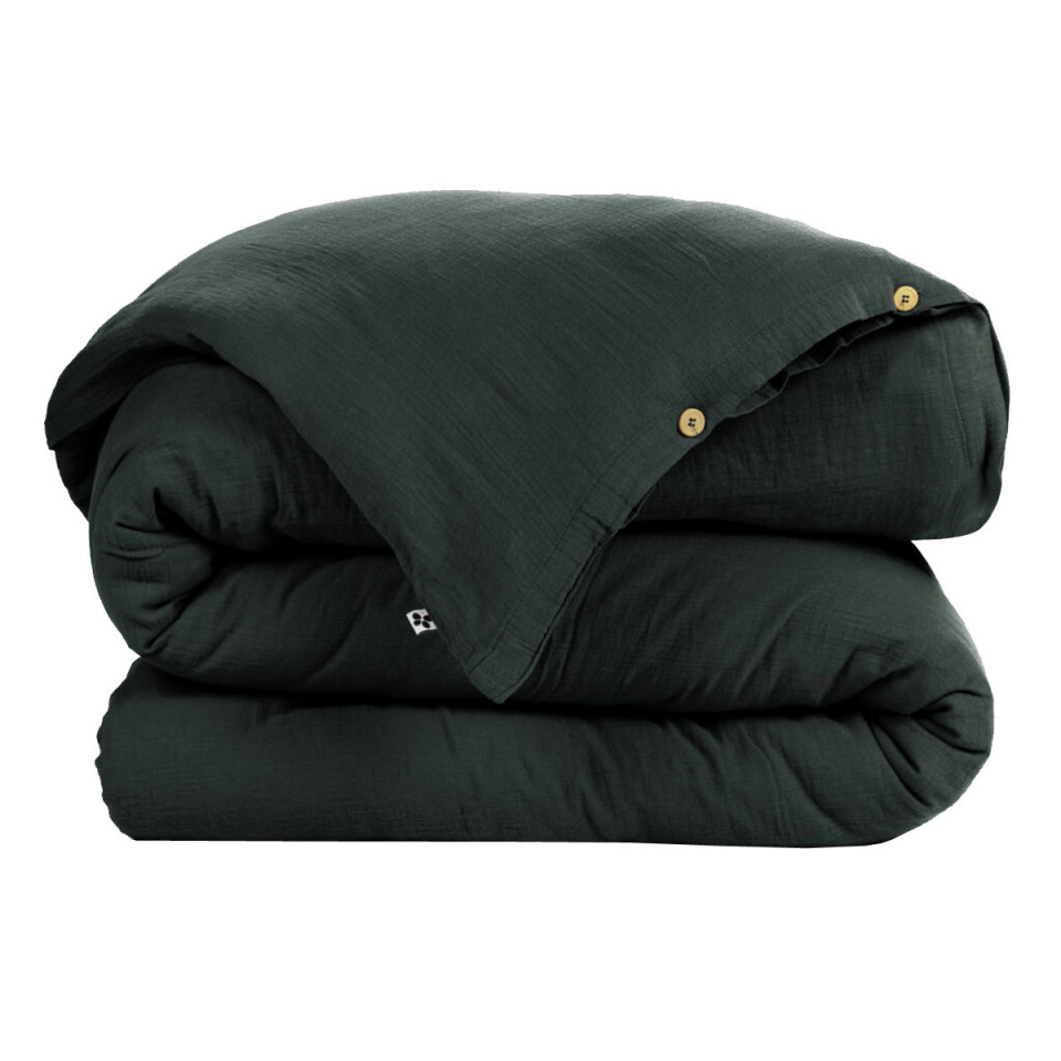 Housse de Couette en Gaze de Coton GAÏA Couleur:Sapin Dimensions:280 x 240