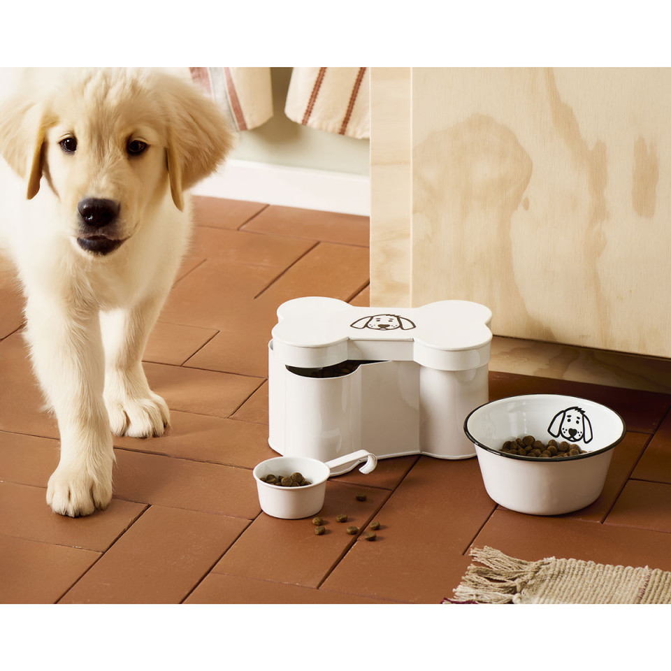 Boîte à croquettes pour chien en forme d'os
