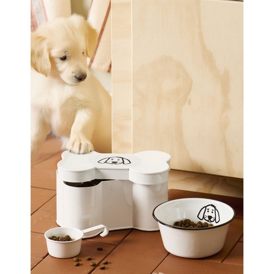 Boîte à croquettes pour chien en forme d'os