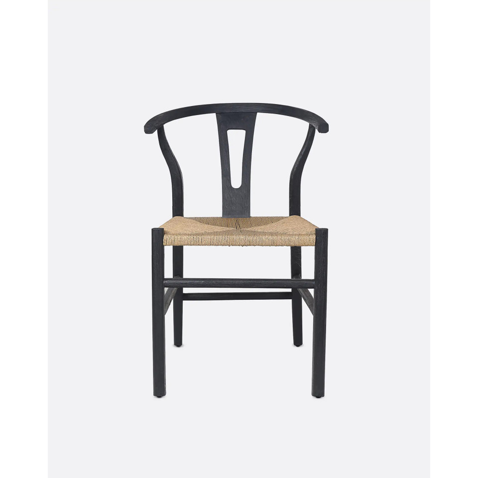 Chaise NOIR et NATUREL en teck et corde ROB