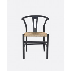 Chaise NOIR et NATUREL en teck et corde ROB