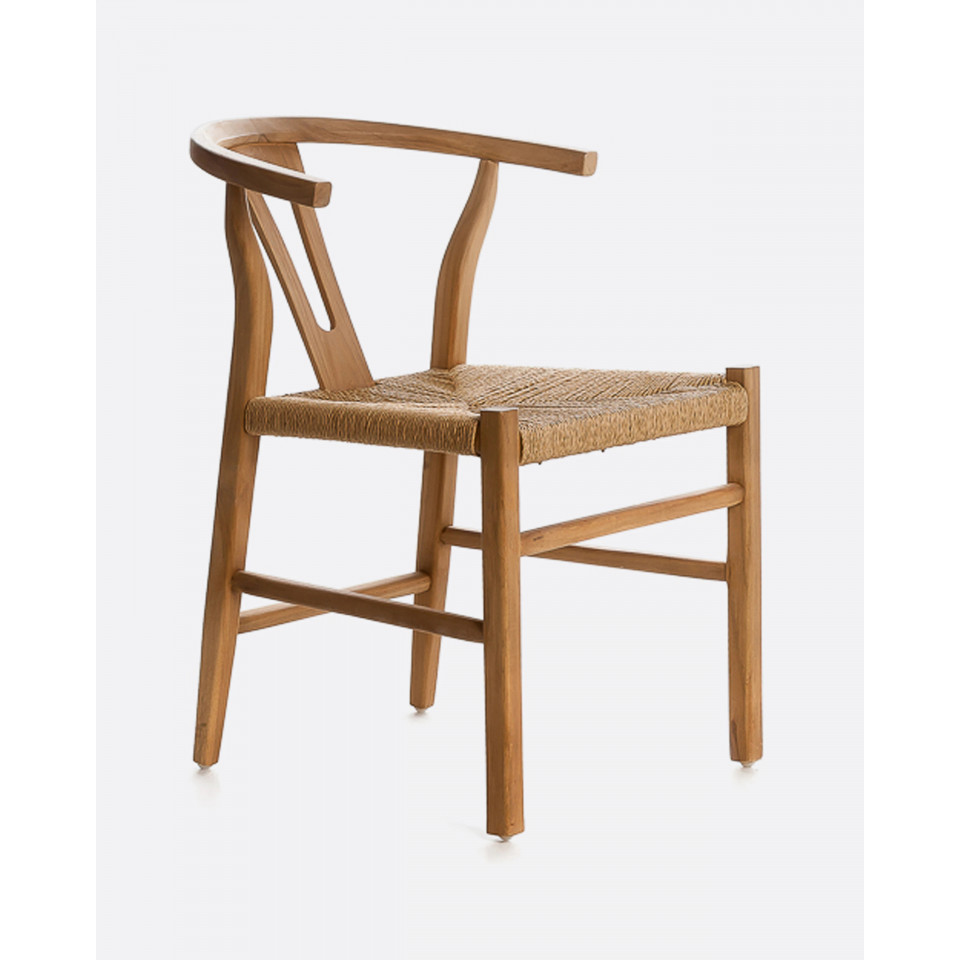 Chaise NATUREL en teck et corde ROB - Dareels