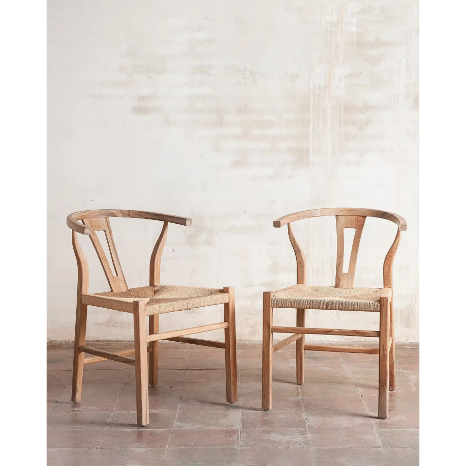 Chaise NATUREL en teck et corde ROB - Dareels