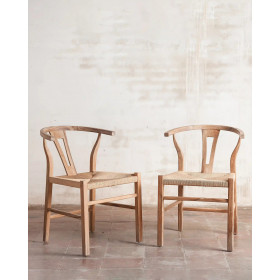 Chaise NATUREL en teck et corde ROB - Dareels