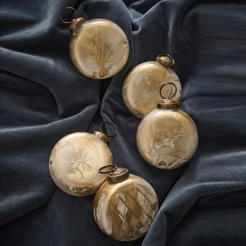 Boules de noel en verre aspect blanc