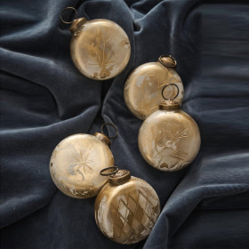 Boules de noel en verre aspect blanc