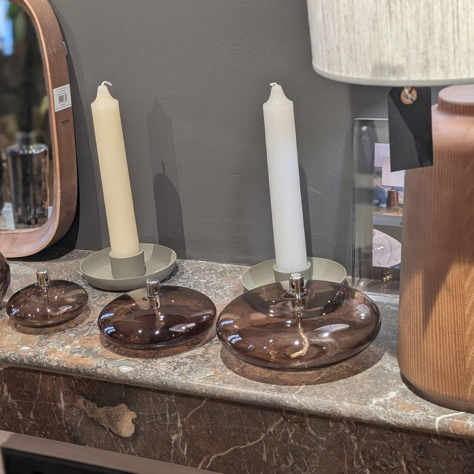 Lampe à Huile Ellipse en Verre Bronze