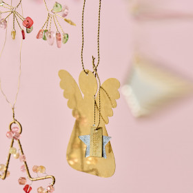 Anges en métal doré à suspendre (set de 5) - Ib Laursen