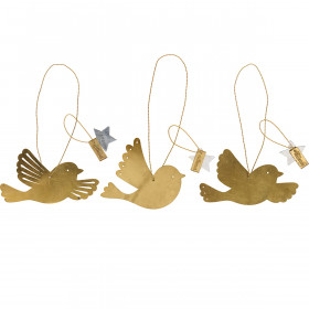 Oiseaux en métal doré à suspendre (set de 3) - Ib Laursen