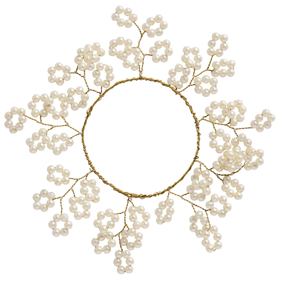 Rond de serviette avec perles blanches