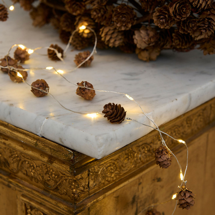 Guirlande Pomme de Pin Marron MOLLY Leds - L. 200 cm