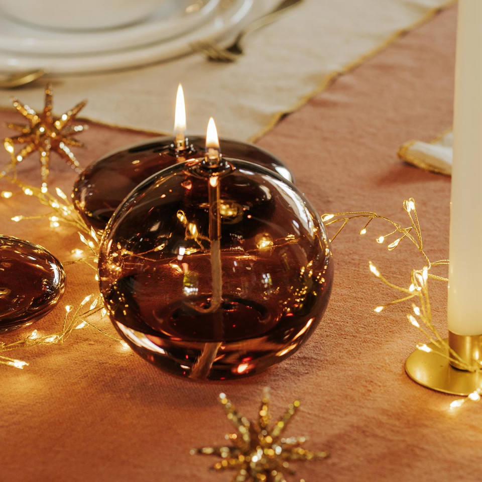 Lampe à Huile Sphere en Verre Bronze