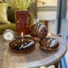 Lampe à Huile Ellipse en Verre Bronze