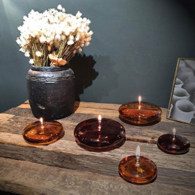 Lampe à Huile Ellipse en verre Light Amber en Verre Soufflé 