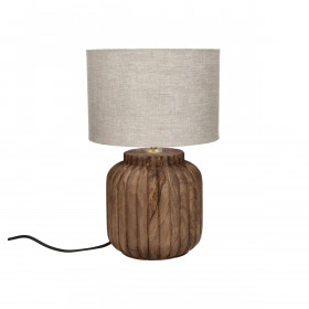 Lampe à Poser Bois et Lin Cylindrique LAMPEDUSA  