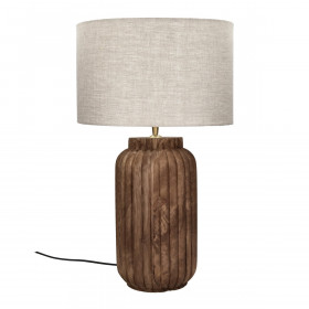 Lampe à Poser Bois et Lin Cylindrique LAMPEDUSA  