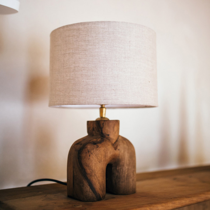 Lampe à Poser Bois et Lin Totem LAMPEDUSA