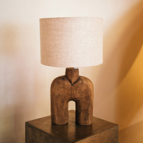 Lampe à Poser Bois et Lin Totem N LAMPEDUSA 