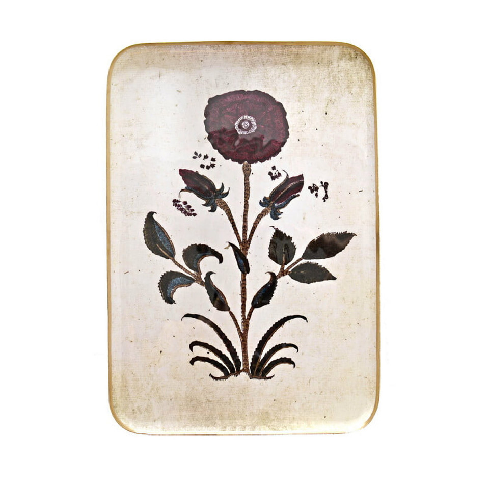 Plateau RECEPTION Pivoine en Aluminium Emaillé 