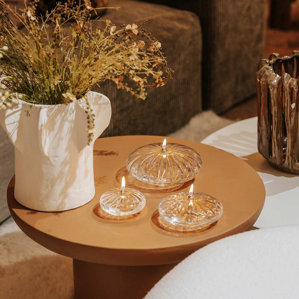 Trio de lampes à huile ellipse striée