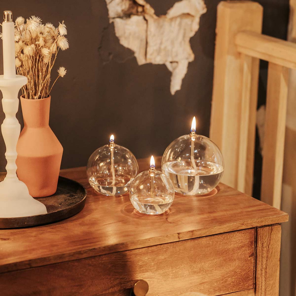 Trio de lampes à huile Sphère transparente impressionlin
