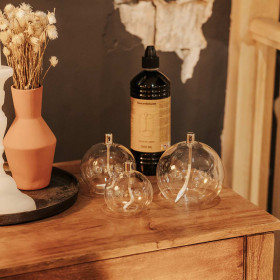 Trio de lampes à huile Sphère transparente et huile de paraffine