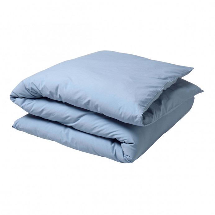Housse de Couette Percale de Coton BIO Céleste