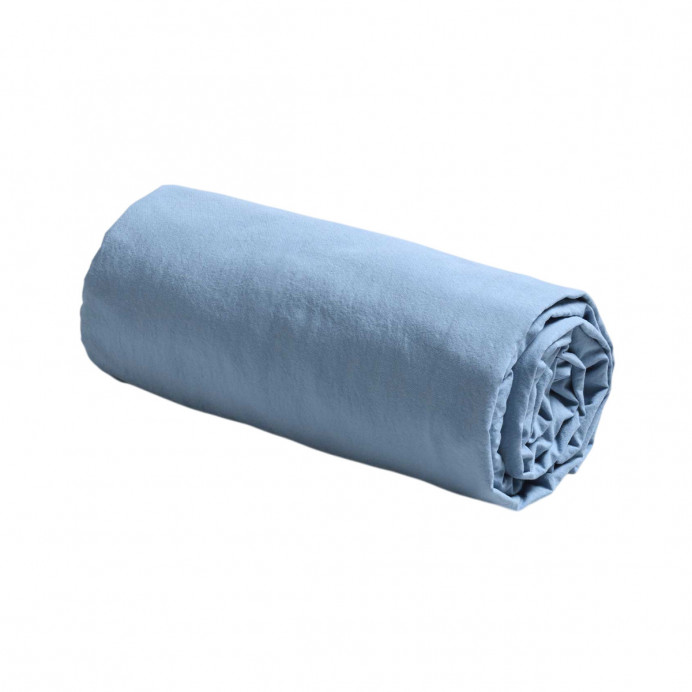 Drap Housse Percale de Coton BIO Céleste