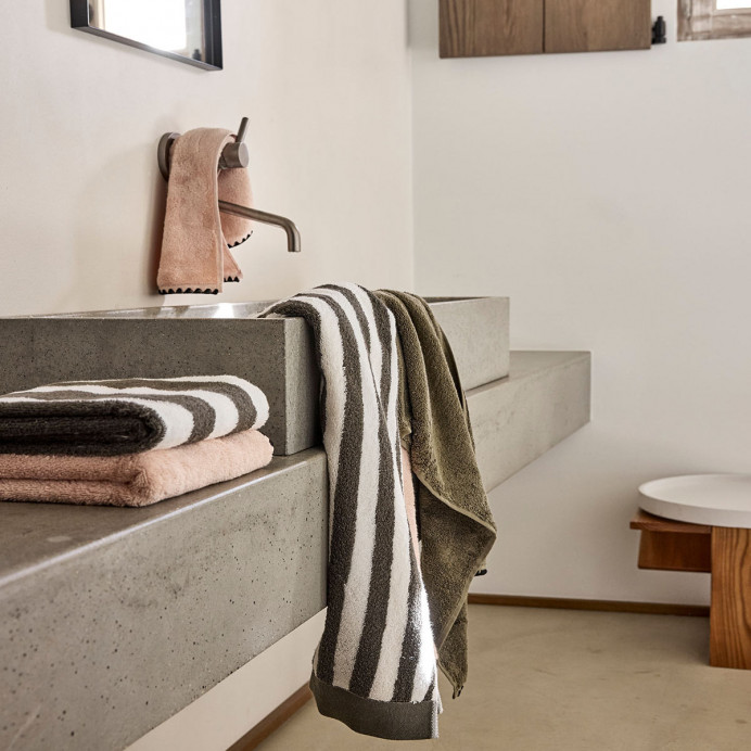 Serviette de Bain Éponge Coton Larges Rayures SANTORINI