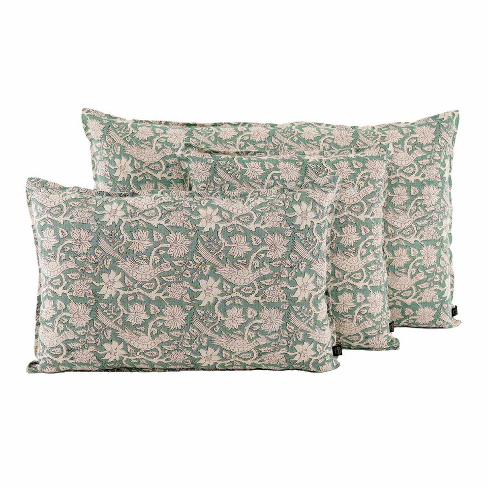 Housse de Coussin en Lin Imprimé Batik JAIPUR  