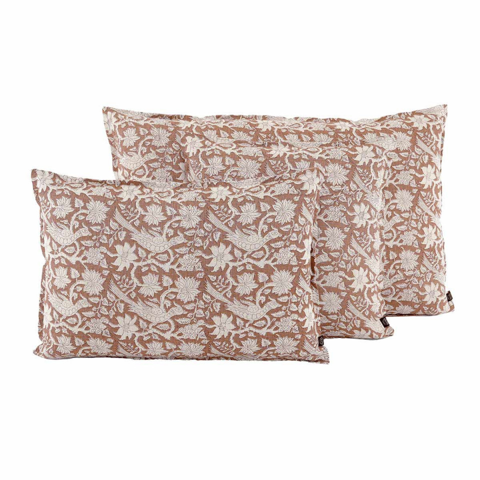 Housse de Coussin en Lin Imprimé Batik JAIPUR  