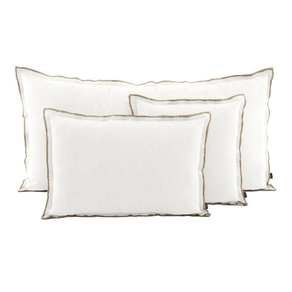 Housse de Coussin Unie en Lin Double Volant SEONI  