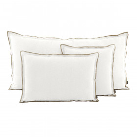 Housse de Coussin Unie en Lin Double Volant SEONI  