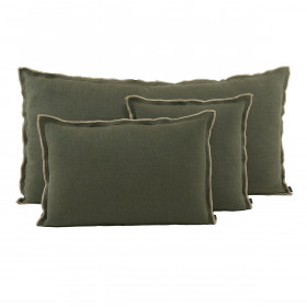 Housse de Coussin Unie en Lin Double Volant SEONI  