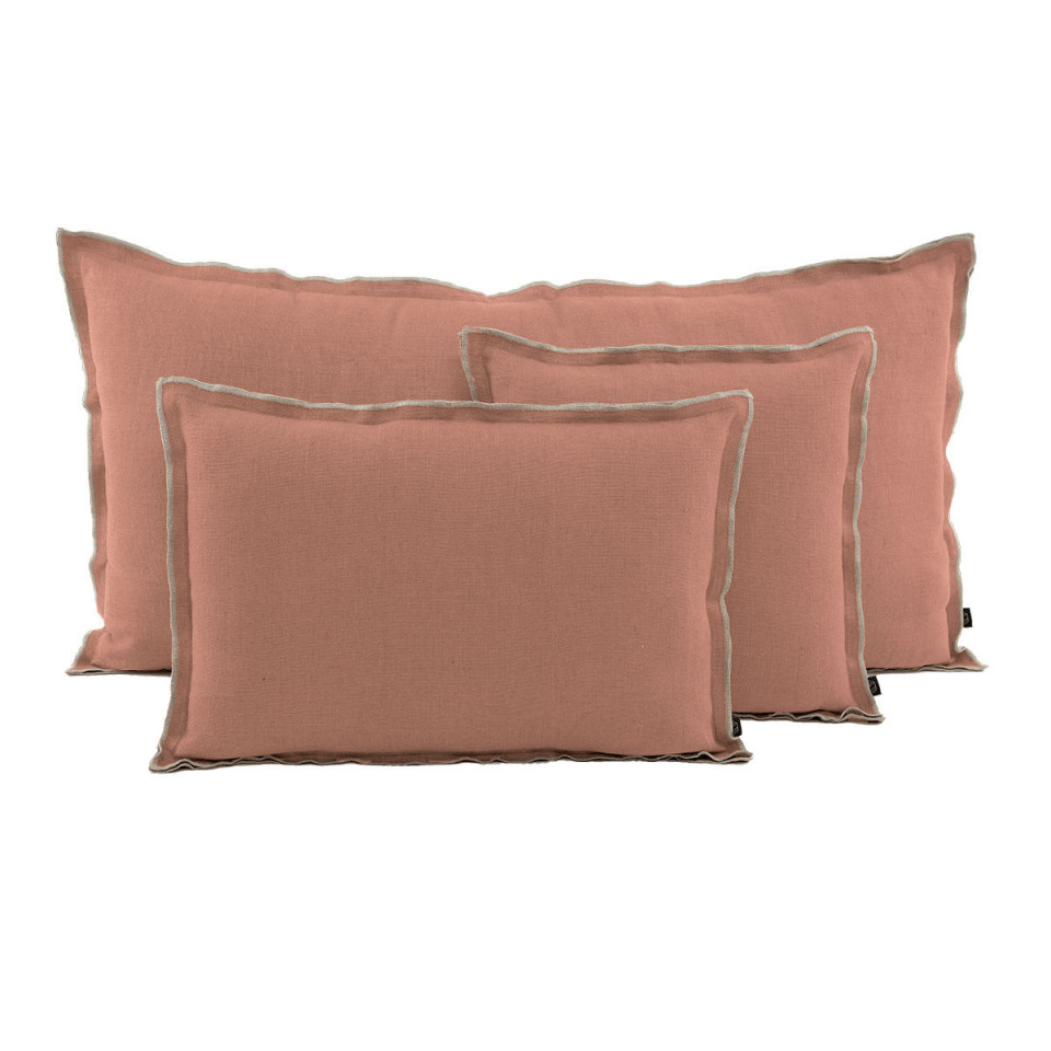 Housse de Coussin Unie en Lin Double Volant SEONI  