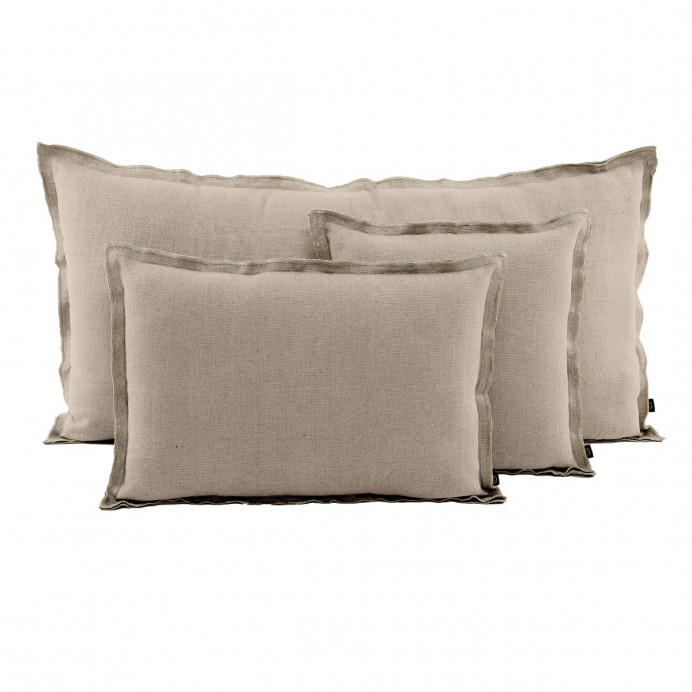 Housse de Coussin Unie en Lin Double Volant SEONI  