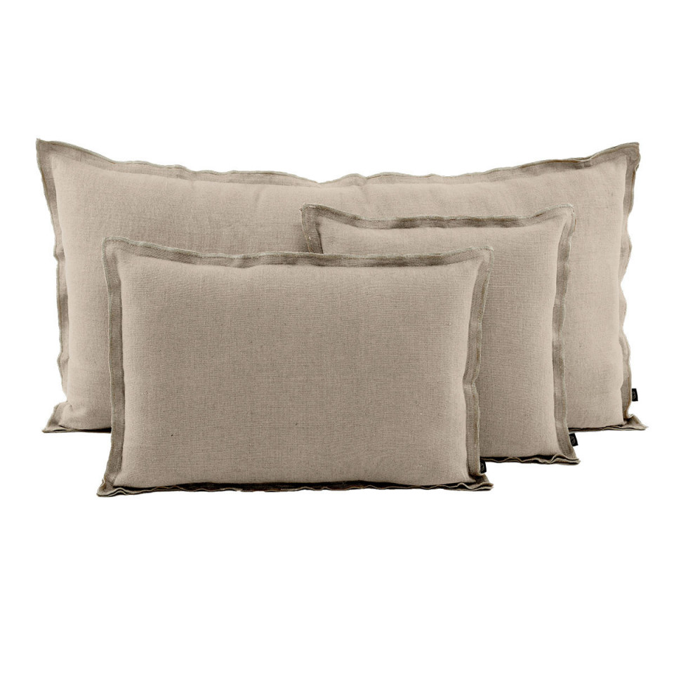 Housse de Coussin Unie en Lin Double Volant SEONI  