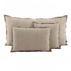 Housse de Coussin Unie en Lin Double Volant SEONI  