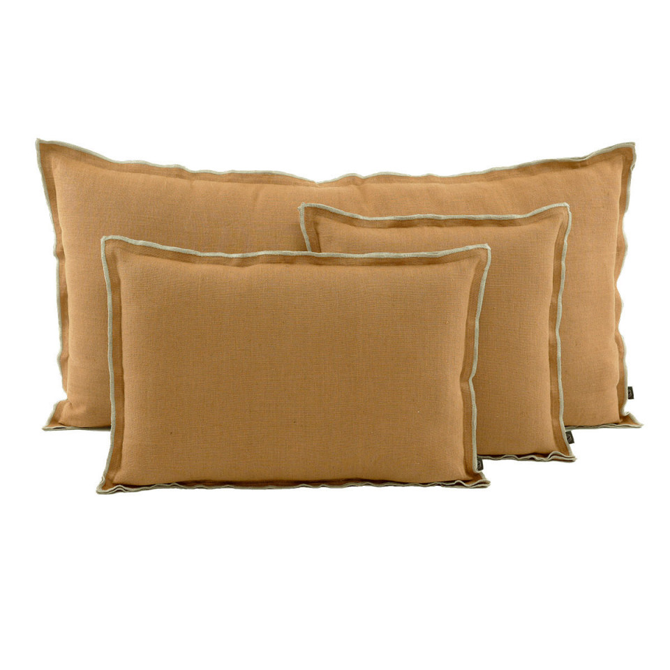 Housse de Coussin Unie en Lin Double Volant SEONI  