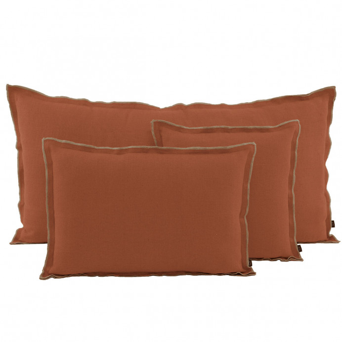 Housse de Coussin Unie en Lin et Coton Double Volant SEONI