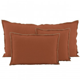 Housse de Coussin Unie en Lin Double Volant SEONI  