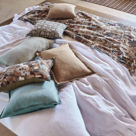 Housse de Coussin Unie en Lin Double Volant SEONI