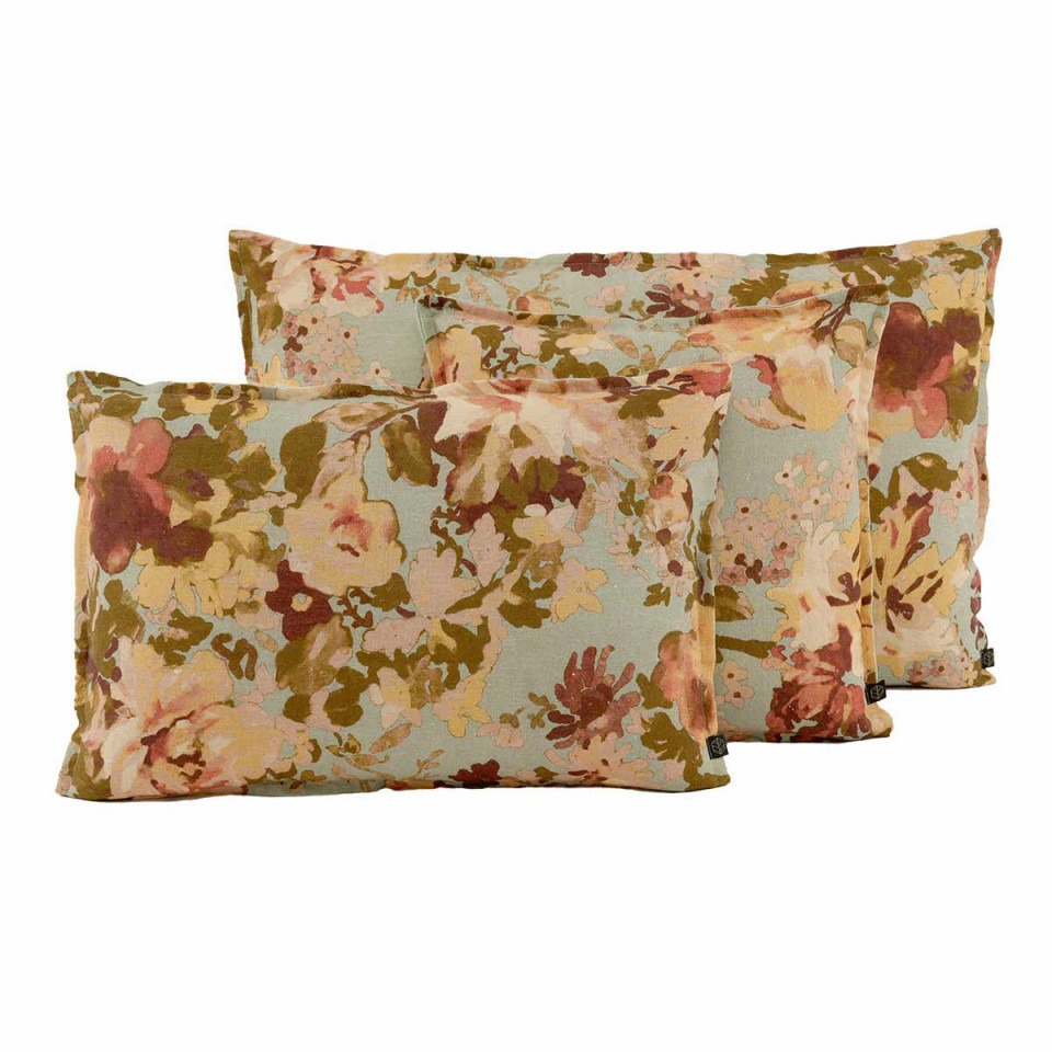 Housse de Coussin en Lin Imprimé Fleuri BOLOGNE  