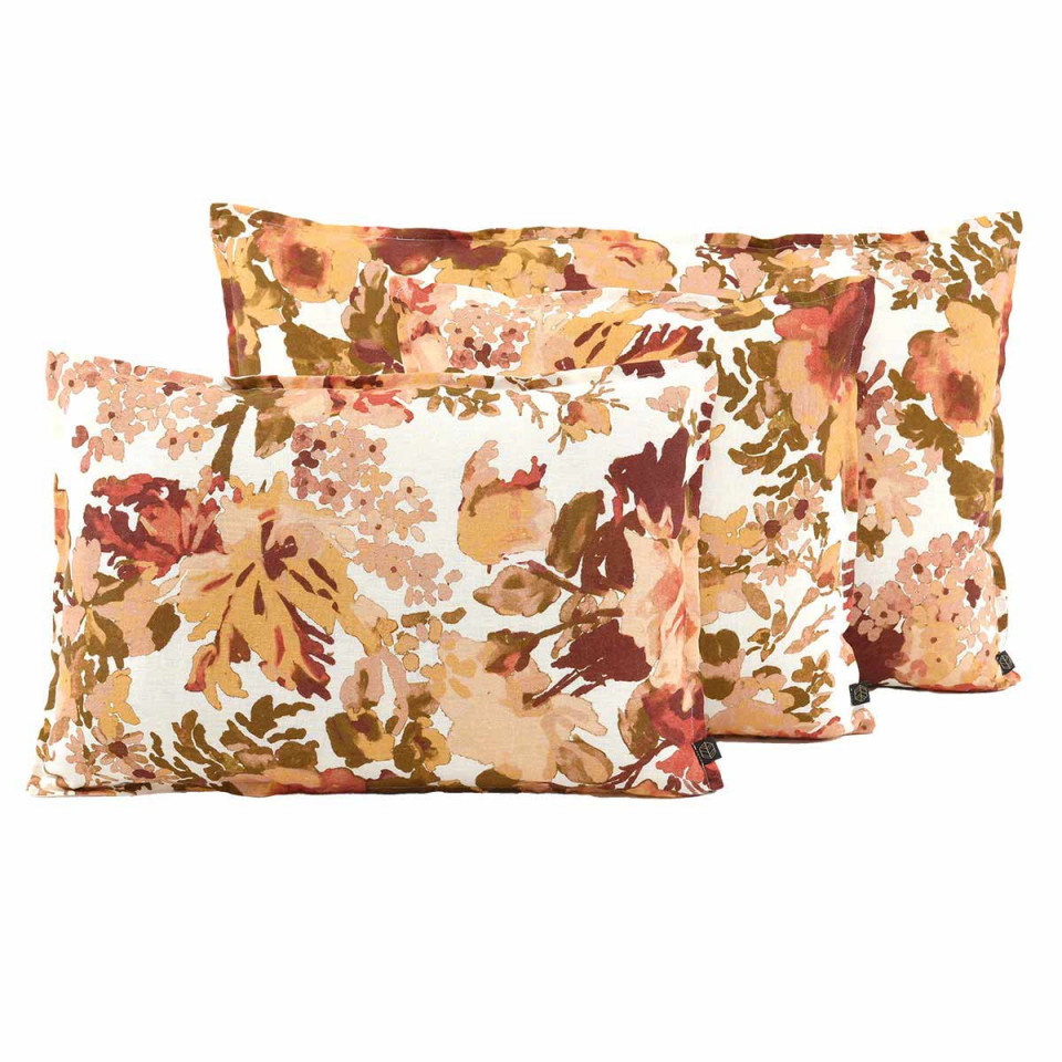 Housse de Coussin en Lin Imprimé Fleuri BOLOGNE  