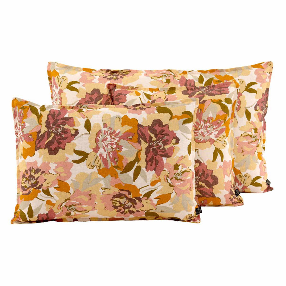 Housse de Coussin en Lin Imprimé Fleurs TRIESTE  