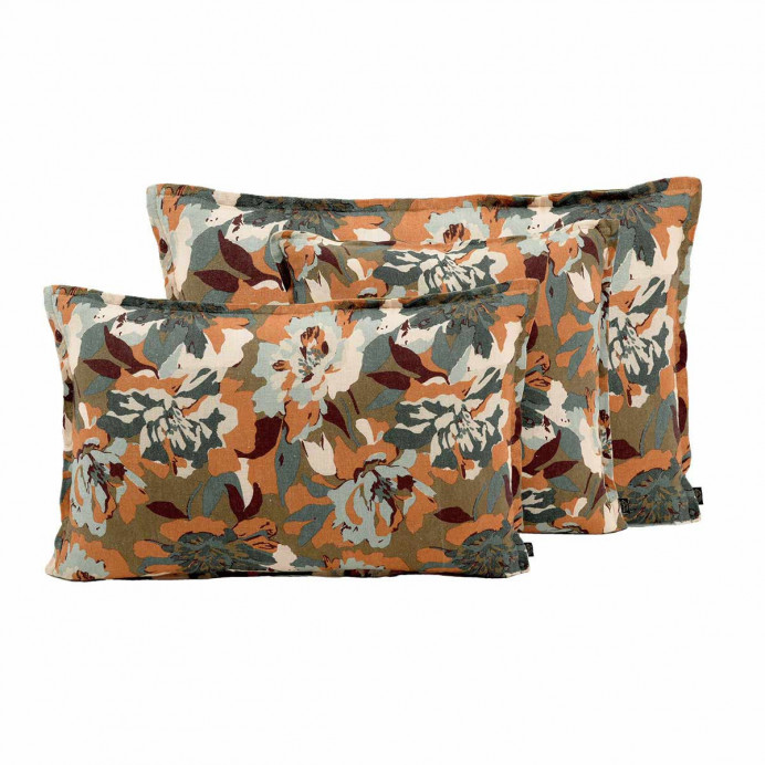 Housse de Coussin en Lin Imprimé Fleurs TRIESTE