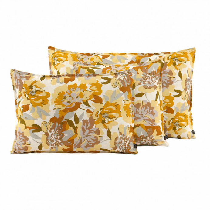 Housse de Coussin en Lin Imprimé Fleurs TRIESTE