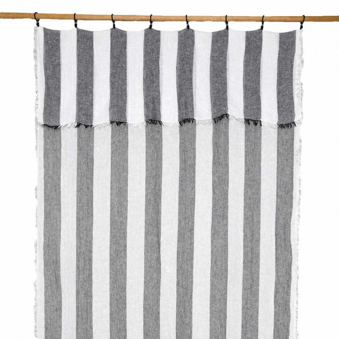 Rideau Voile de Lin Larges Rayures à Fixer TURIN  