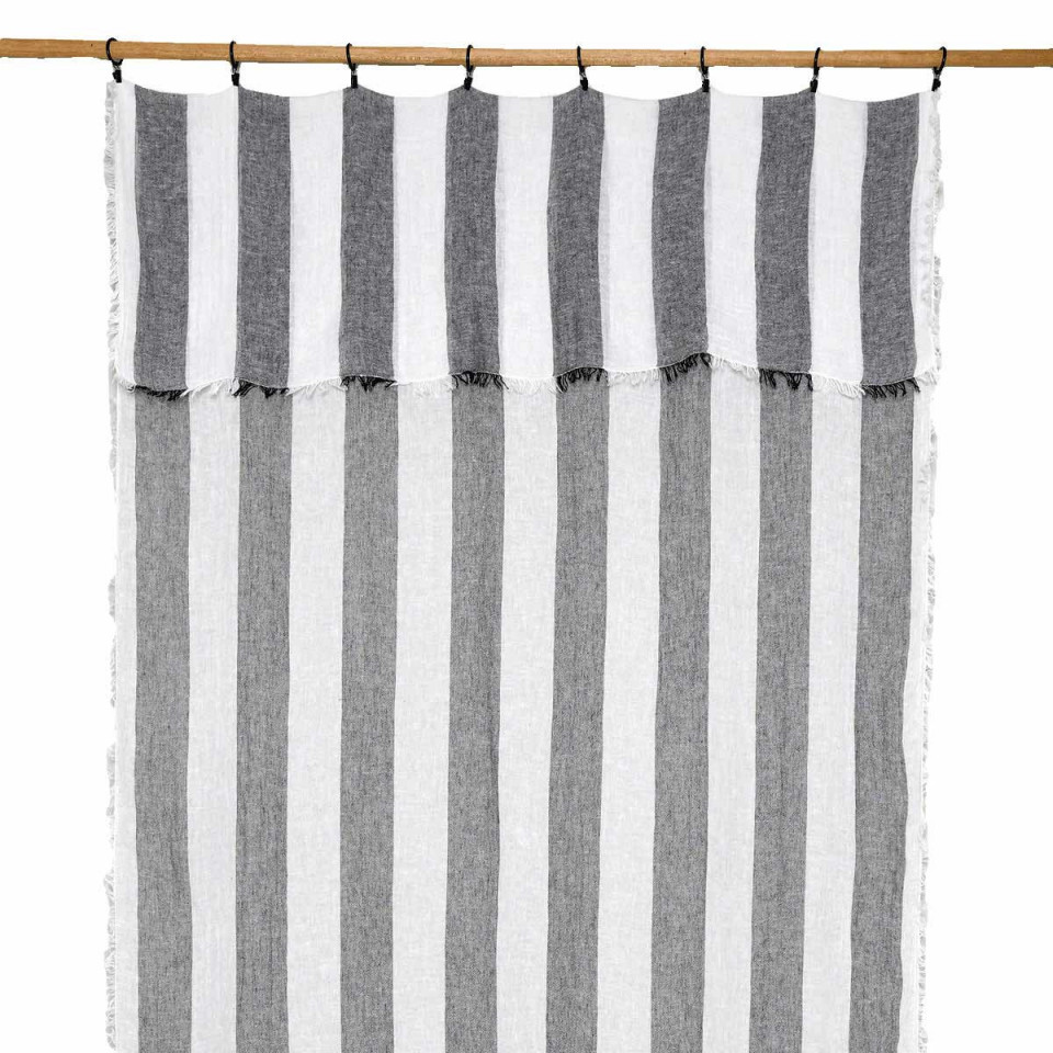 Rideau Voile de Lin Larges Rayures à Fixer TURIN  