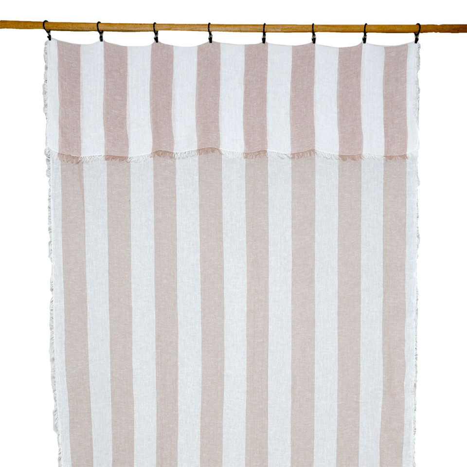 Rideau Voile de Lin Larges Rayures à Fixer TURIN  